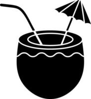 Coconut cocktail, glyph sign or symbol. vector