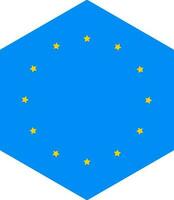 Hexagon European Flag Icon in Flat Style. vector