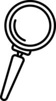 Black line art magnifying glass. vector