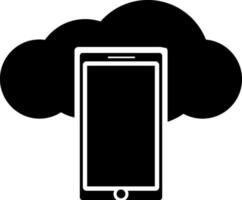 Black and White smartphone on cloud. vector