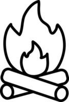 Line art illustration of Bonfire icon. vector