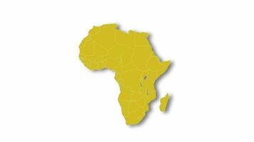 politiek kaart van Afrika verschijnt en verdwijnt in geel kleur geïsoleerd Aan wit achtergrond. Afrika kaart tonen verschillend landen. continent kaart. video