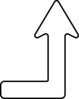 Black Line Art Right Move Up Arrow Icon. vector