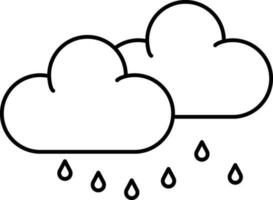 Line Art Illustration Of Rain Cloud icon. vector