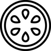 Cucumber slice icon in line art. vector