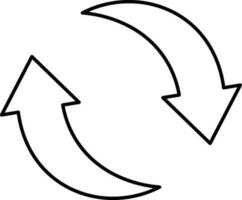 Double Arrow Rotate Circular Icon In Linear Style. vector