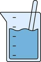 Flat Style Beaker Icon in Blue Color. vector