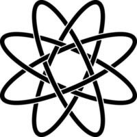 Overlapping Flower Or Atom Icon In Black Outline. vector
