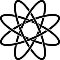 Overlapping Flower Or Atom Icon In Black Outline. vector