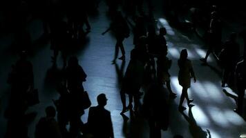 Pedestrians walking on crowded urban street commuting to work video