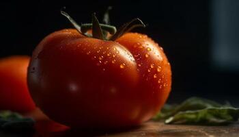 Fresh organic tomato slice, a healthy gourmet ingredient for salad generated by AI photo