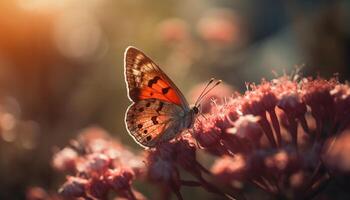 The fragile beauty of a multi colored butterfly in nature elegance generated by AI photo