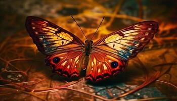 The delicate beauty of a multi colored butterfly in springtime generated by AI photo