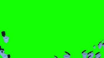 Recycle bins on green screen color and copy space background video