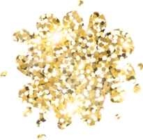 Abstract shiny gold glitter stain design element. Golden color dust texture spot for holiday decoration, flyer, poster, greeting card, background, wallpaper. Shiny paint stroke fashion illustration. png