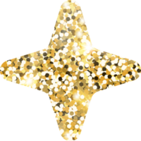 Star sparkle shiny gold glitter shape design element. Golden color dust texture form for holiday decoration, flyer, poster, greeting card, background, wallpaper. Shiny paint Birthday illustration. png