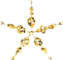 Snowflake shiny gold glitter shape design element. Golden color dust texture form for holiday decoration, flyer, poster, greeting card, background, wallpaper. Shiny paint form Birthday illustration. png