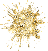 Abstract shiny gold glitter splash design element. Golden color dust texture stain for holiday decoration, flyer, poster, greeting card, background, wallpaper. Shiny paint stroke fashion illustration. png