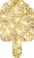 Ice cream shiny gold glitter shape design element. Golden color dust texture form for holiday decoration, flyer, poster, greeting card, background, wallpaper. Shiny paint form Birthday illustration. png