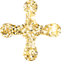 blomma skinande guld glitter form design element. gyllene Färg damm textur daisy för Semester dekoration, flygblad, affisch, hälsning kort, bakgrund, tapet. skinande måla form födelsedag illustration. png