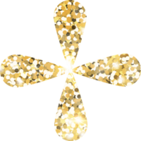 flor brillante oro Brillantina forma diseño elemento. dorado color polvo textura margarita para fiesta decoración, volantes, póster, saludo tarjeta, fondo, fondo de pantalla. brillante pintar formar cumpleaños ilustración. png