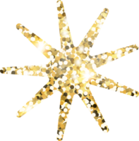 Star sparkle shiny gold glitter shape design element. Golden color dust texture form for holiday decoration, flyer, poster, greeting card, background, wallpaper. Shiny paint Birthday illustration. png