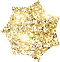 Star sparkle shiny gold glitter shape design element. Golden color dust texture form for holiday decoration, flyer, poster, greeting card, background, wallpaper. Shiny paint Birthday illustration. png