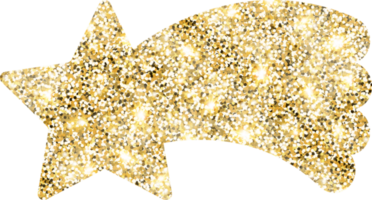 Star sparkle shiny gold glitter shape design element. Golden color dust texture form for holiday decoration, flyer, poster, greeting card, background, wallpaper. Shiny paint Birthday illustration. png