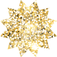 stella scintillare brillante oro luccichio forma design elemento. d'oro colore polvere struttura modulo per vacanza decorazione, volantino, manifesto, saluto carta, sfondo, sfondo. brillante dipingere compleanno illustrazione. png