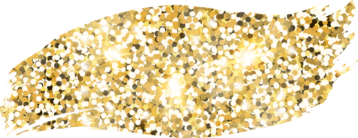 Abstract shiny gold glitter stroke design element. Golden color dust texture stain for holiday decoration, flyer, poster, greeting card, background, wallpaper. Shiny paint stroke fashion illustration. png