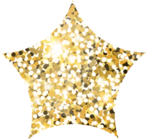 Star sparkle shiny gold glitter shape design element. Golden color dust texture form for holiday decoration, flyer, poster, greeting card, background, wallpaper. Shiny paint Birthday illustration. png