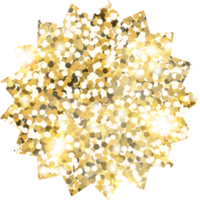 Star sparkle shiny gold glitter shape design element. Golden color dust texture form for holiday decoration, flyer, poster, greeting card, background, wallpaper. Shiny paint Birthday illustration. png