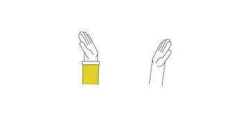 Happy high five animation. Animated cartoon teamwork hands. Cheerful celebration. Isolated colour flat line 2D hands 4K video footage, white background, alpha channel transparency for web design