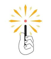 Sparkler 4th of july hand monochromatic flat vector hand. New year spark. Christmas. US holiday firework. Editable thin line clip art on white. Simple bw cartoon spot image for web graphic design