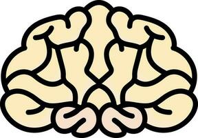 Pastel Yellow Human Brain Icon In Flat Style. vector