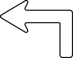 Left Turn Arrow Icon In Black Thin Line Art. vector