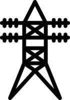 Transmission electric tower icon in black line art. vector