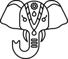 Isolated Elephant Face Icon In Line Art. vector