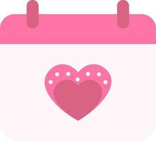 Heart Symbol On Calendar Icon In Pink Color. vector