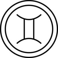 Linear Style Gemini Zodiac Symbol On Round Icon. vector