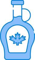 Maple Syrup Bottle Flat Icon In Blue And White Color. vector