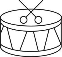 Isolated Indian Drum With Stick Icon In Black Outline. vector