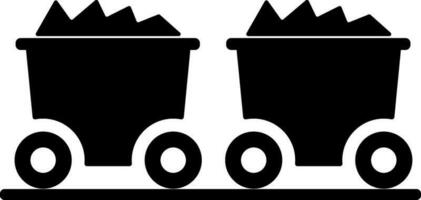 Black and White coal trolley in flat style. vector