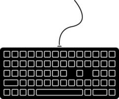 Keyboard illustration in black and white color. vector