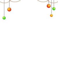 Hanging balls on white background with space for your message. vector