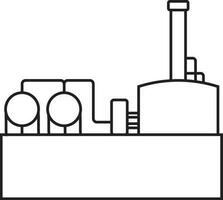 Industrial processing plant line art illustration. vector