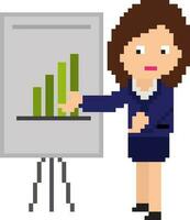 Pixel art illustration of business woman. vector