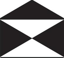 Black and white open envelope. Glyph icon or symbol. vector
