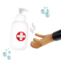 mano desinfectante 3d médico y cuidado de la salud icono png