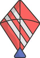 Fly American Flag Color Kite Flat Icon. vector